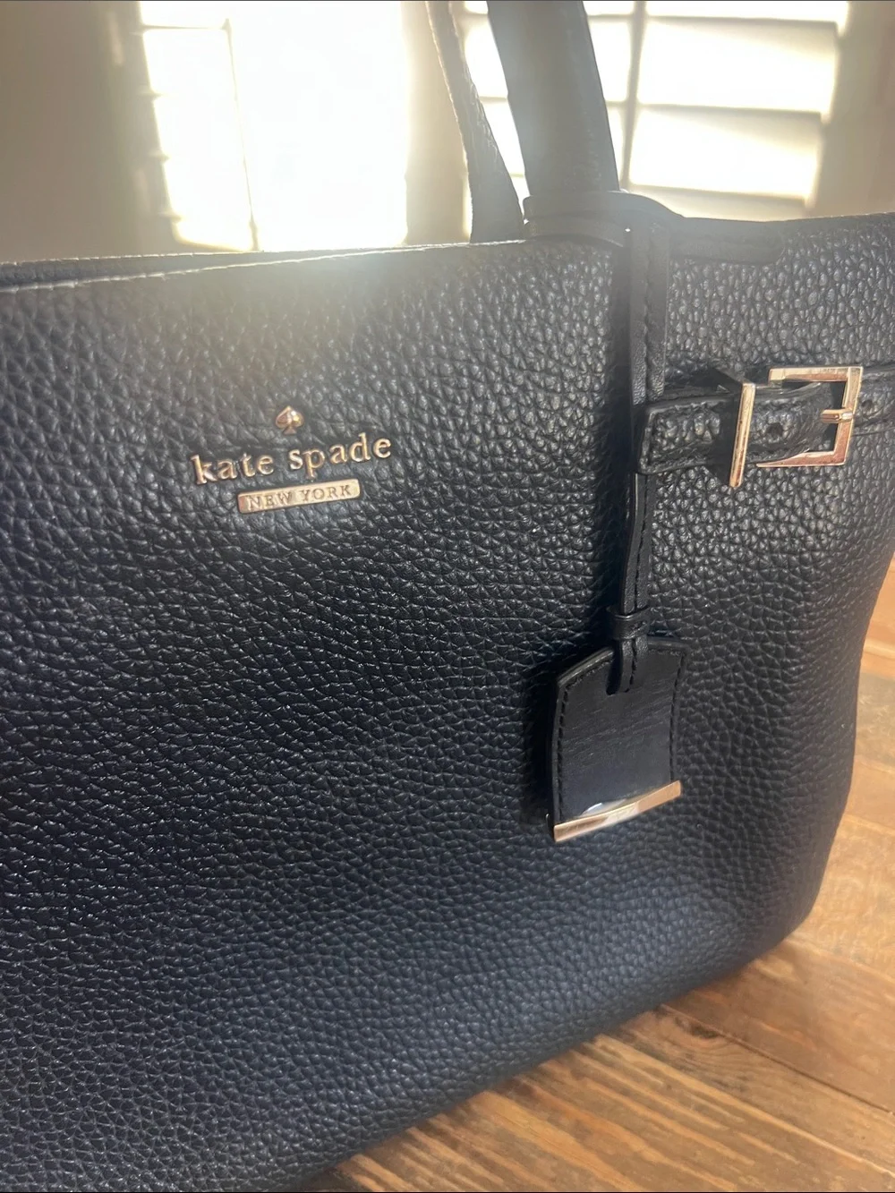 kate spade Black Pebbled Leather Satchel with Top Handles
